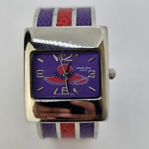 Alberto Fioro Open Cuff Women‎ Watch Purple Fancy Hat Dial 5" New Battery